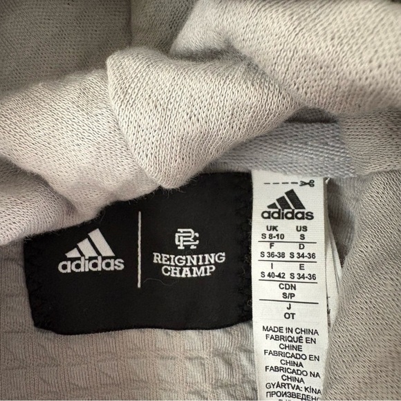 Adidas x Reigning Champ SMALL Hoodie Womens Gray Waffle cowl neck sweatshirt - Picture 5 of 10